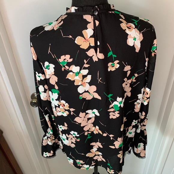 Karl Lagerfeld Long Sleeve Floral Top SZ S - Picture 5 of 11